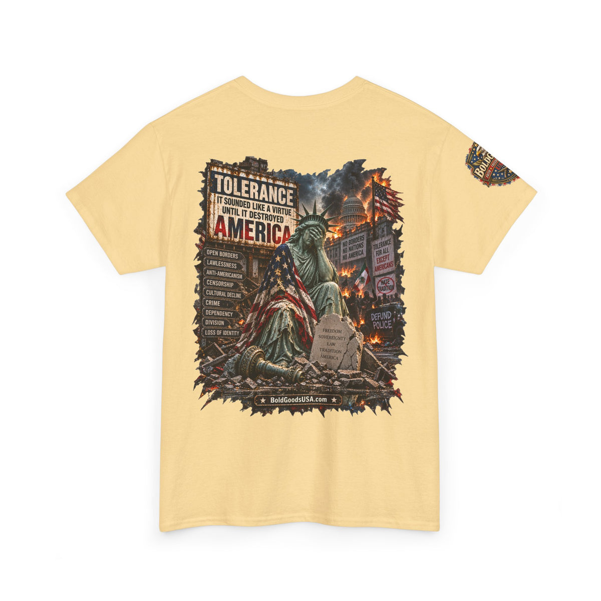 Tolerance — Graphic T-Shirt | Back Print + Sleeve Logo