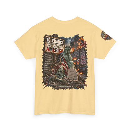 Tolerance — Graphic T-Shirt | Back Print + Sleeve Logo
