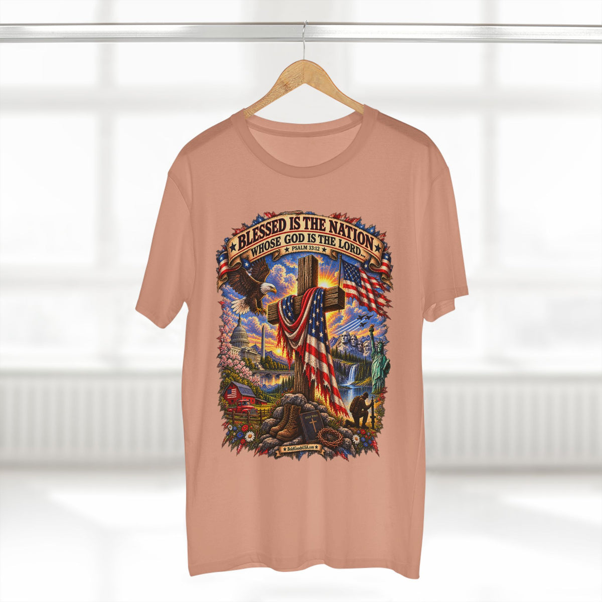 Blessed Is The Nation – Christian Patriotic Graphic T-Shirt | Front Print