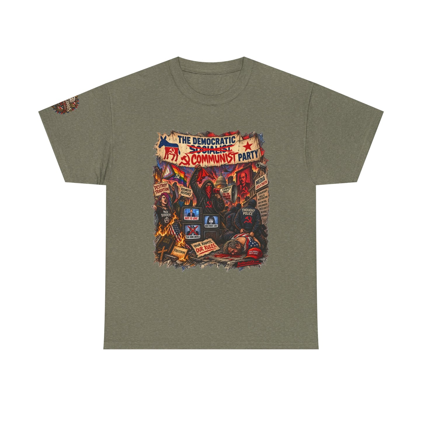 Communist Party - Front Print + Sleeve Logo T-Shirt