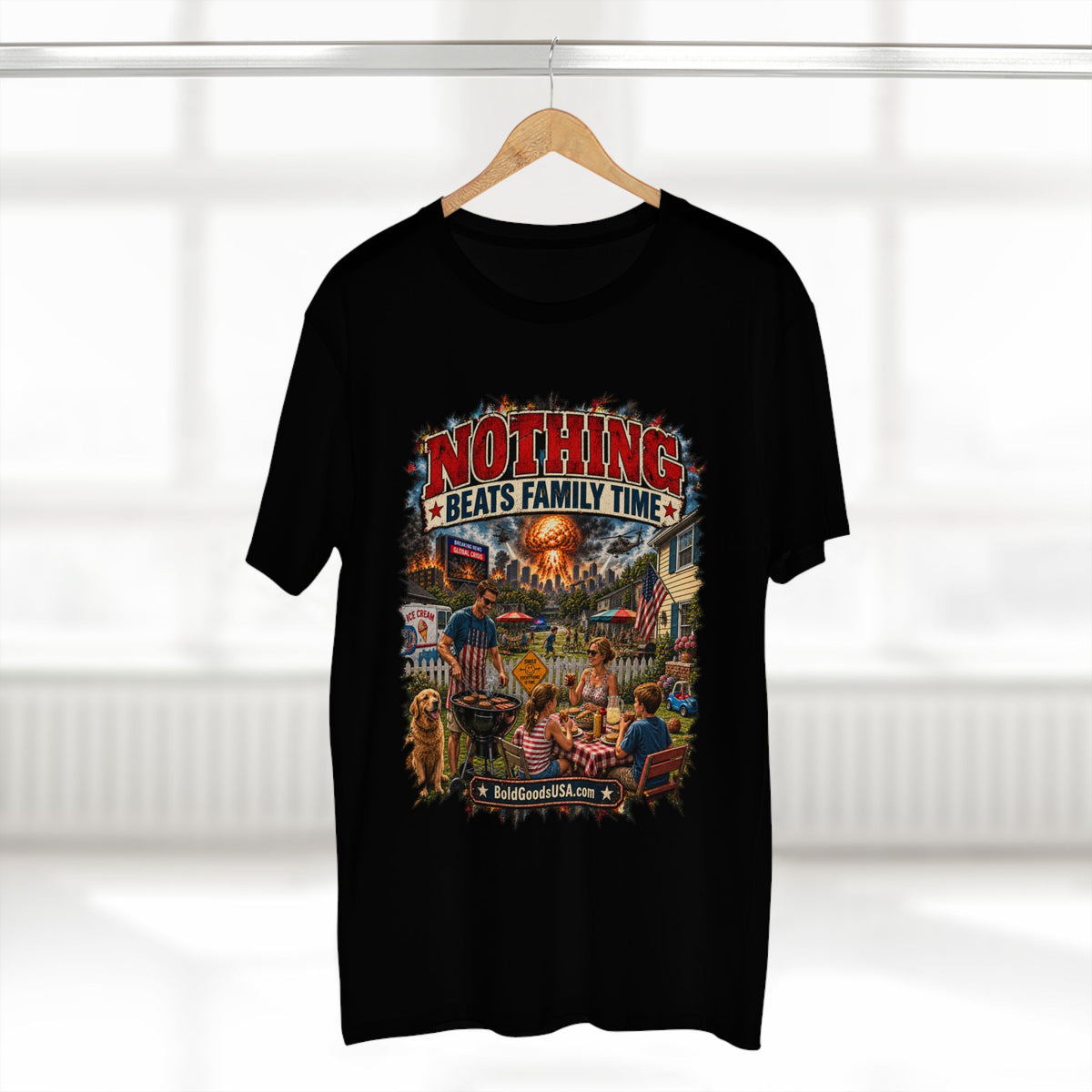 Nothing Beats Family Time – Satire Graphic T-Shirt | Front Print