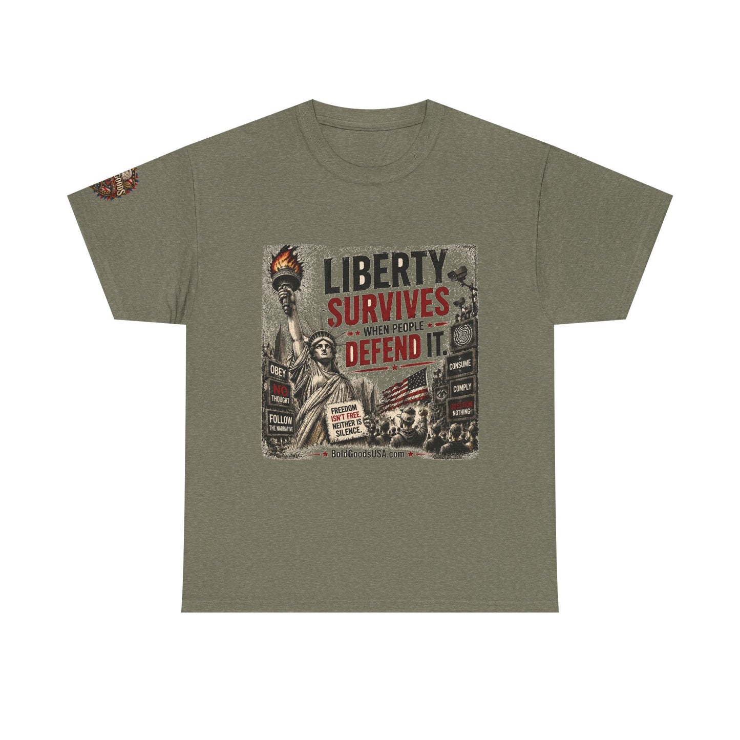 Freedom Isn't Free - Front Print + Sleeve Logo T-Shirt