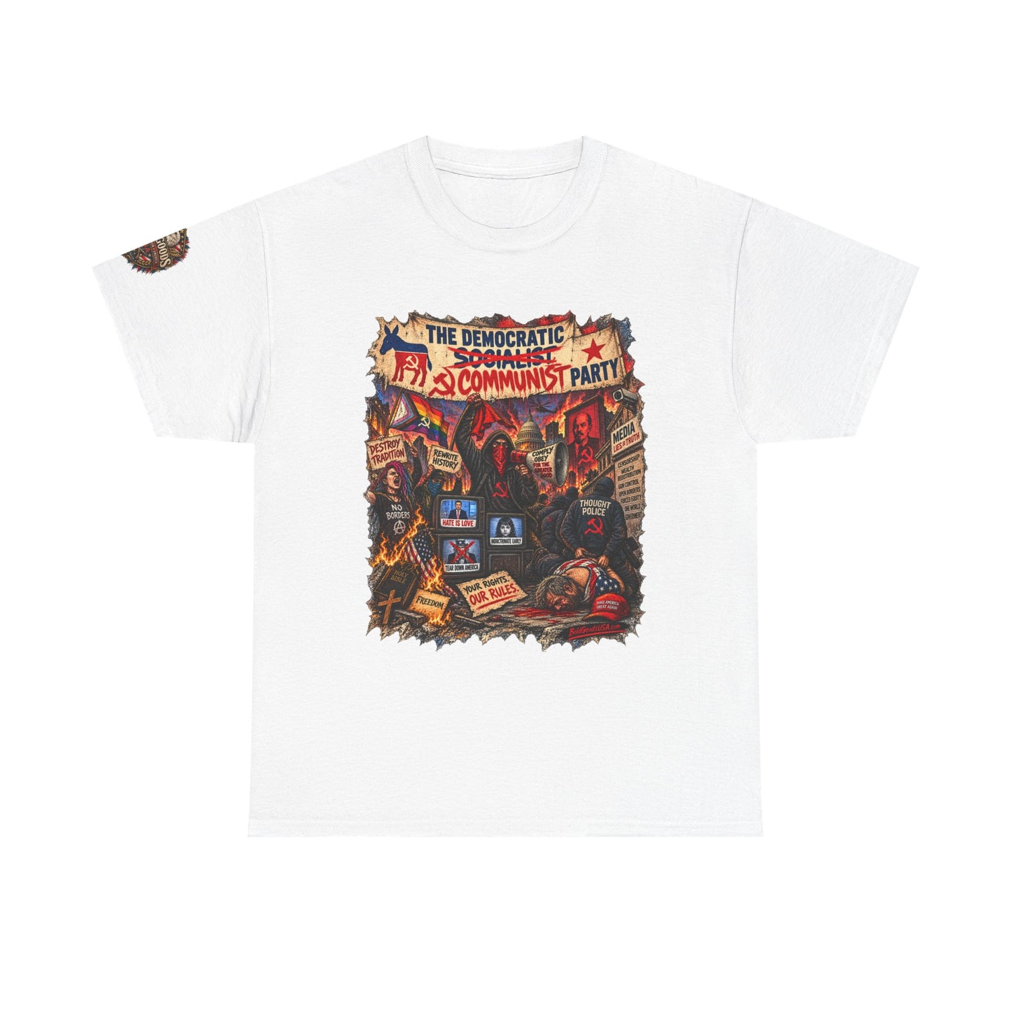 Communist Party - Front Print + Sleeve Logo T-Shirt