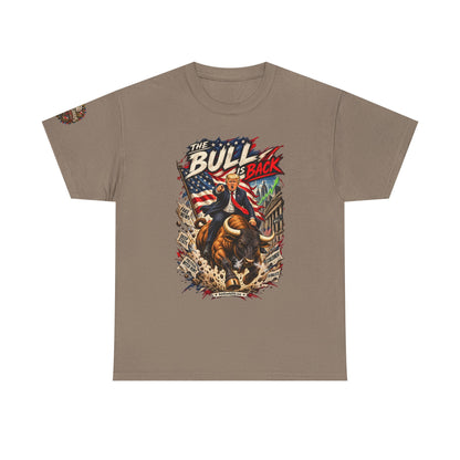 The Bull Is Back – Patriotic Graphic T-Shirt | Front Print + Sleeve Logo