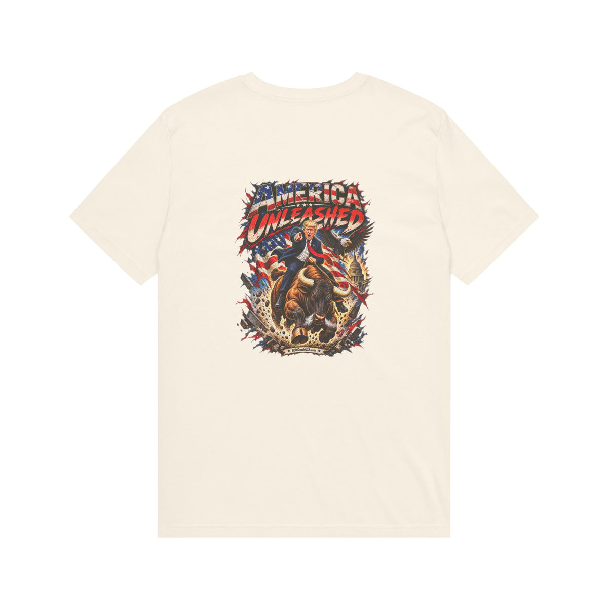America Unleashed – Patriotic Graphic T-Shirt | Back Print + Chest Logo