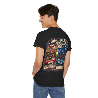 Blue or Red Pill - Graphic T-Shirt | Back Print + Sleeve Logo