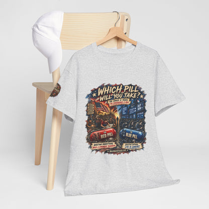 Red or Blue Pill –  Graphic T-Shirt | Front Print + Sleeve Logo