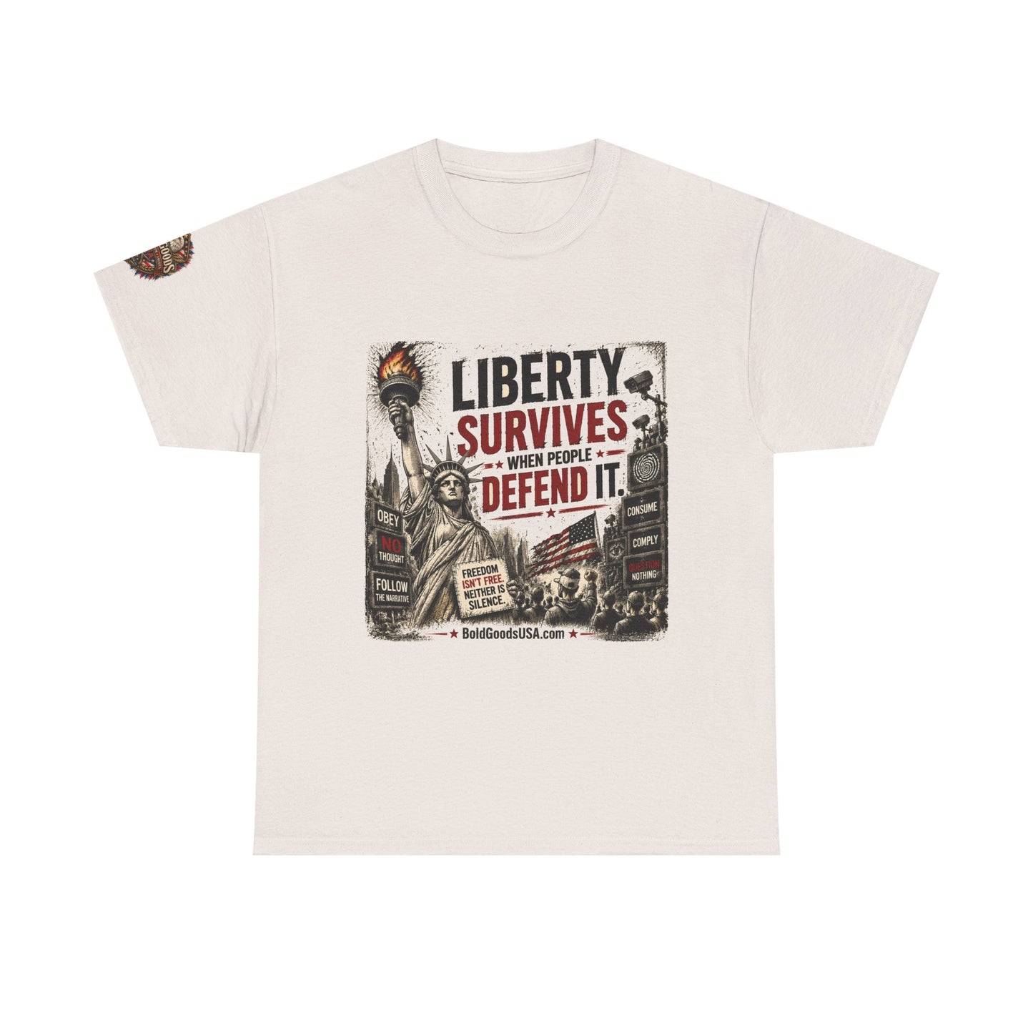Freedom Isn't Free - Front Print + Sleeve Logo T-Shirt