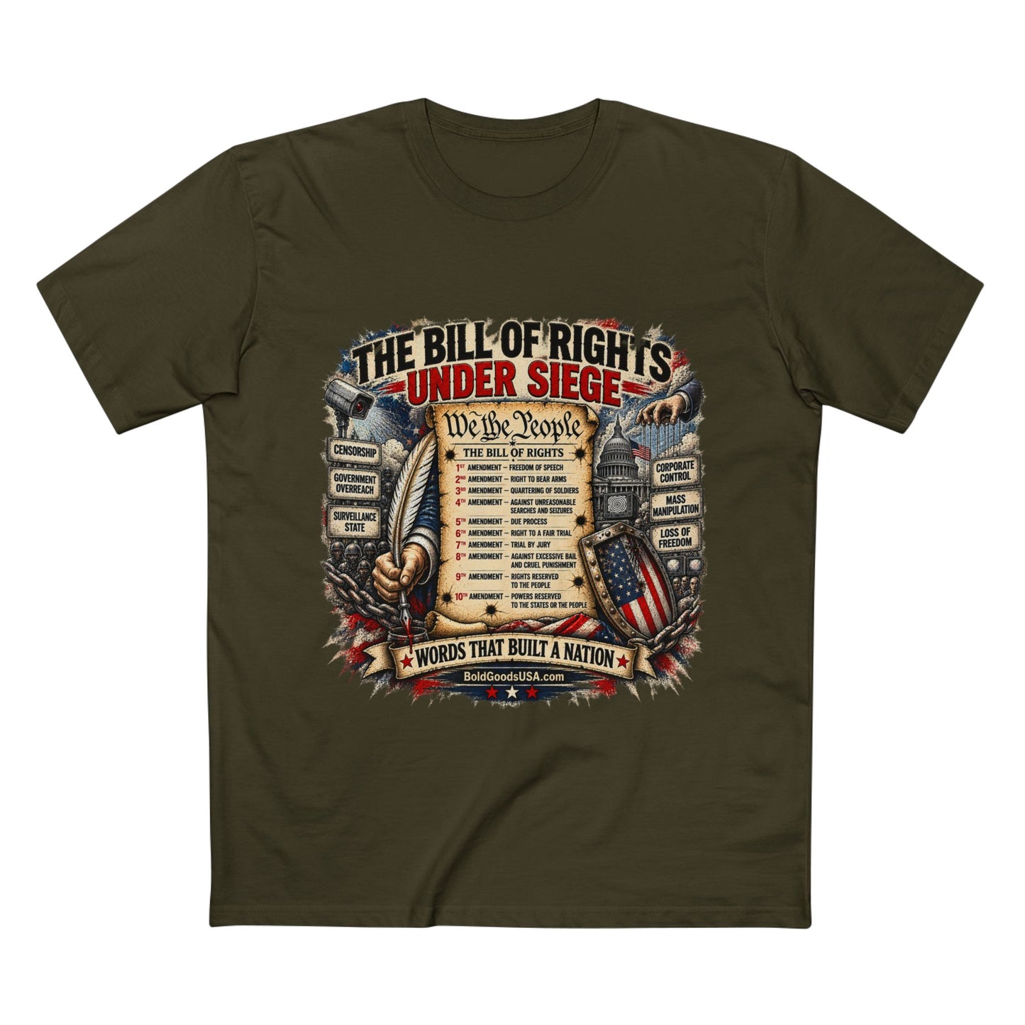 Bill of Rights – American Freedom Graphic T-Shirt | Front Print