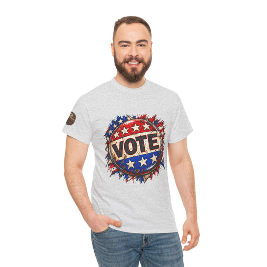 Vote Retro - Patriotic Graphic T-Shirt | Front Print + Sleeve Logo