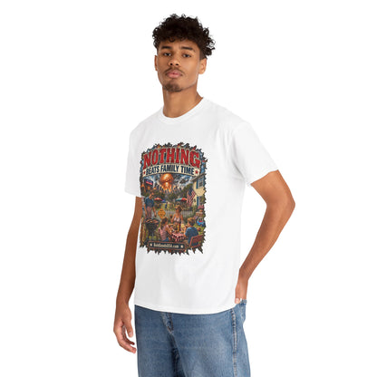 Nothing Beats Family Time – Front Print + Sleeve Logo T-Shirt