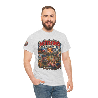 Nothing Beats Family Time – Front Print + Sleeve Logo T-Shirt