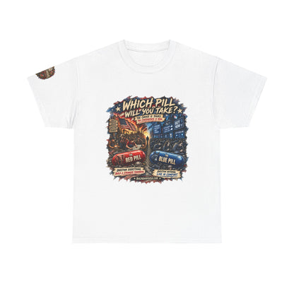 Red or Blue Pill –  Graphic T-Shirt | Front Print + Sleeve Logo
