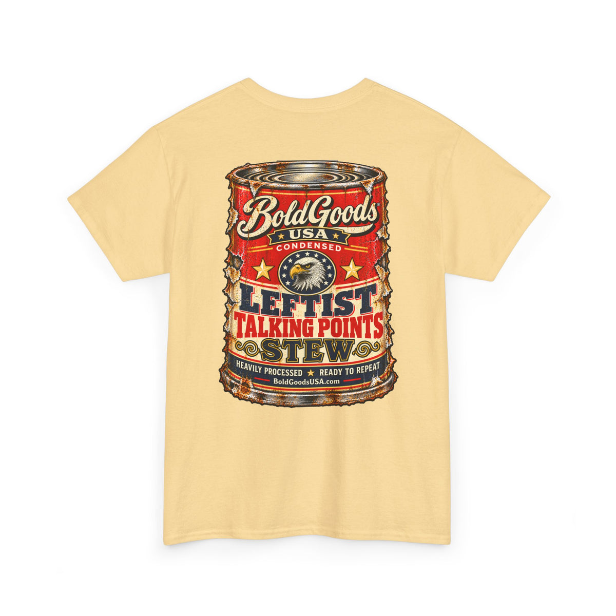 Leftist Talking Point Stew – Political Satire Graphic T-Shirt | Back Print + Chest Logo