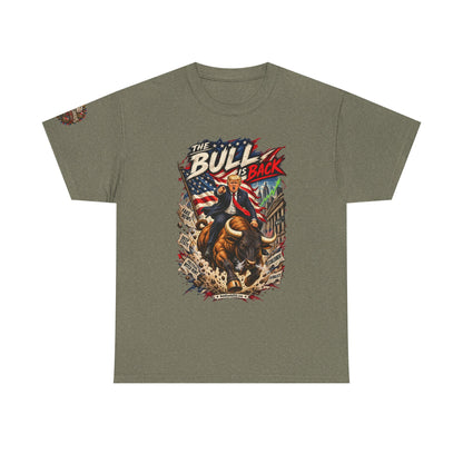 The Bull Is Back – Patriotic Graphic T-Shirt | Front Print + Sleeve Logo