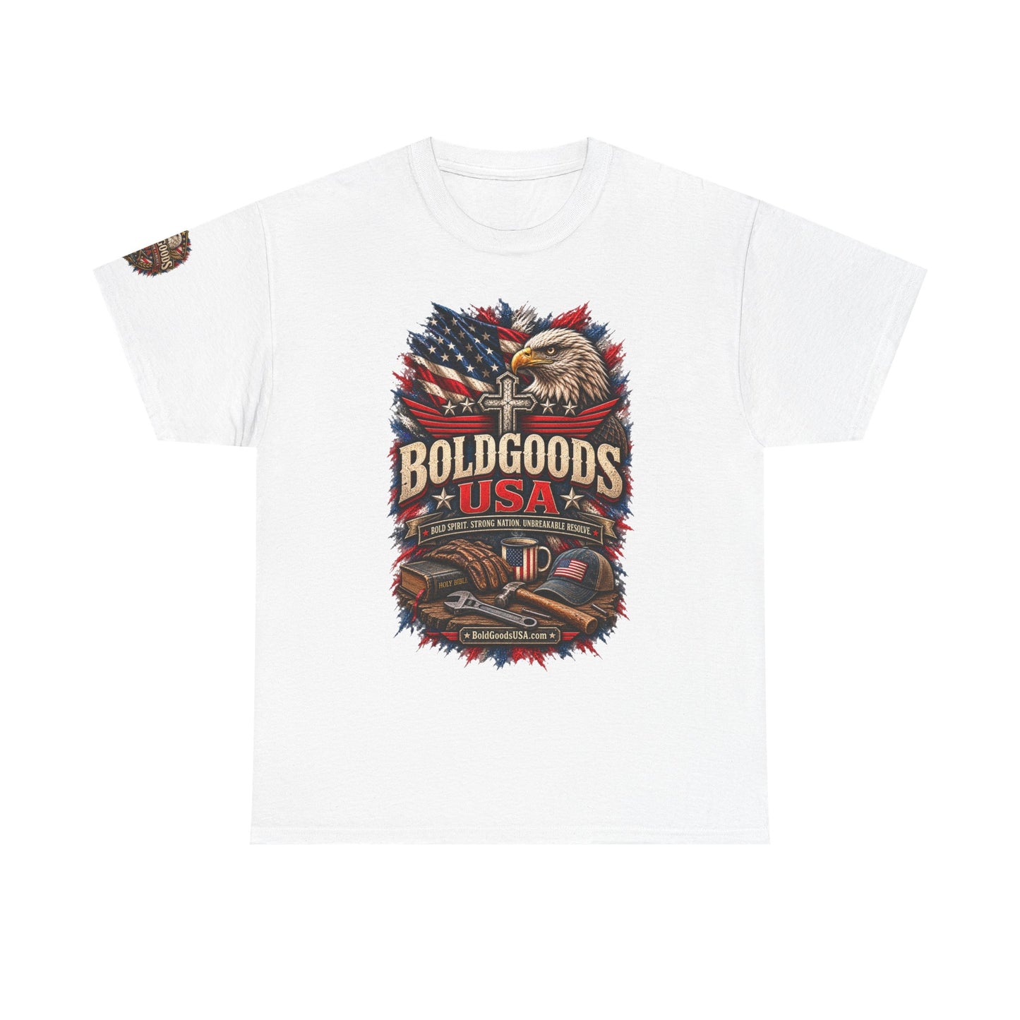Boldgoods USA Eagle – Patriotic Graphic T-Shirt | Front Print + Sleeve Logo