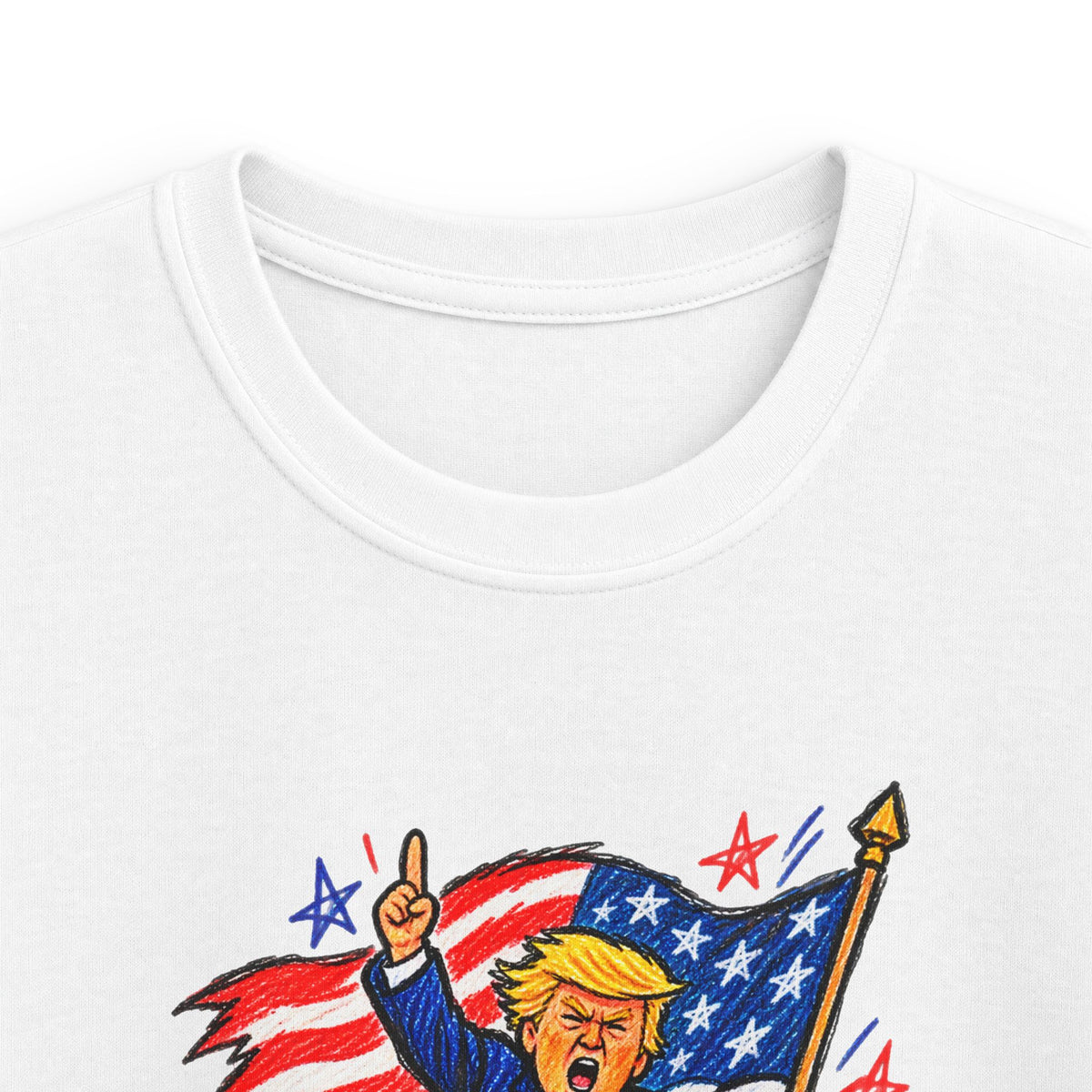 Patriot Riding a Bull – Patriotic Graphic Kids' T-Shirt | Front Print