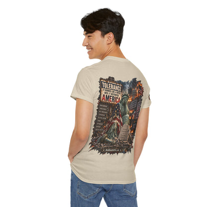 Tolerance — Graphic T-Shirt | Back Print + Sleeve Logo