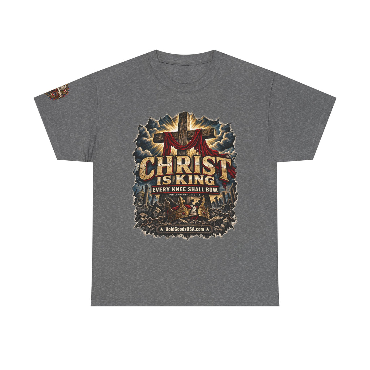 Christ is King –  Graphic T-Shirt | Front Print + Sleeve Logo