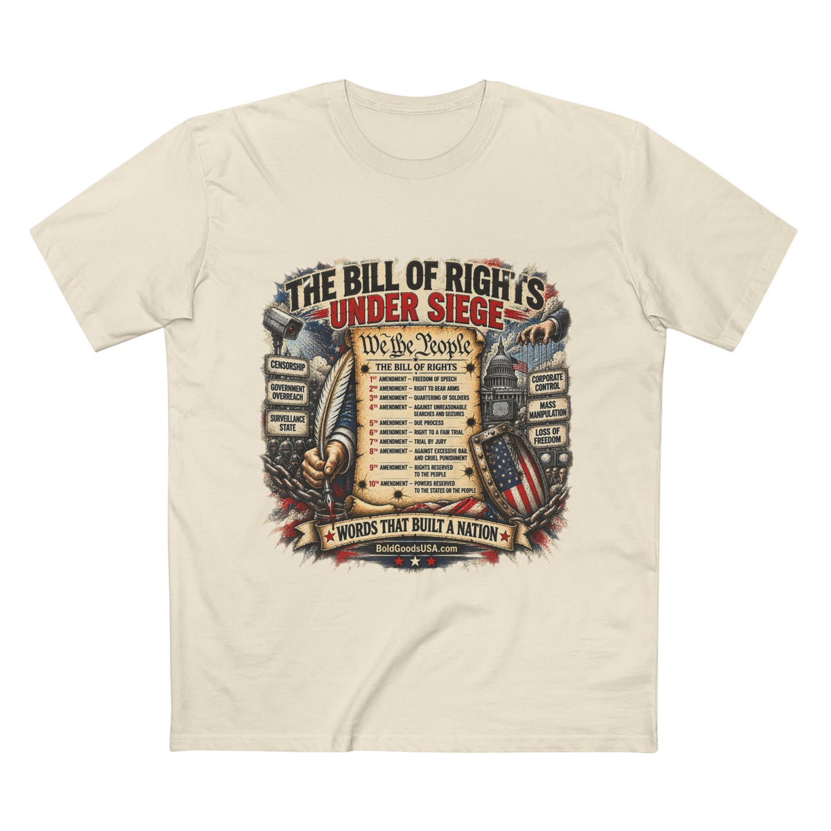 Bill of Rights – American Freedom Graphic T-Shirt | Front Print