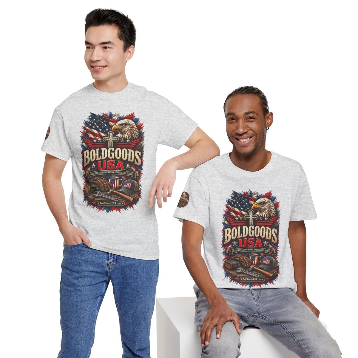 Boldgoods USA Eagle – Patriotic Graphic T-Shirt | Front Print + Sleeve Logo