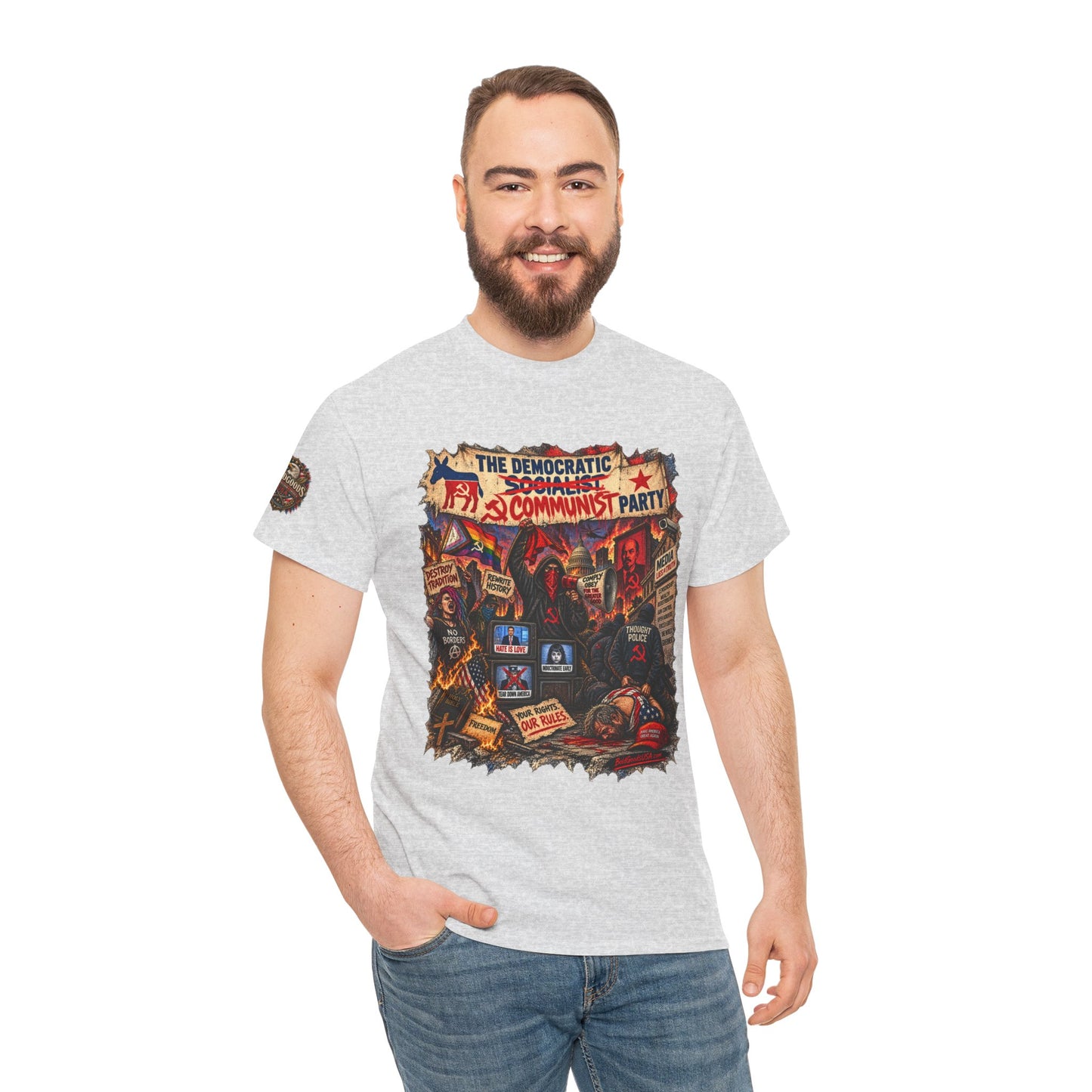Communist Party - Front Print + Sleeve Logo T-Shirt