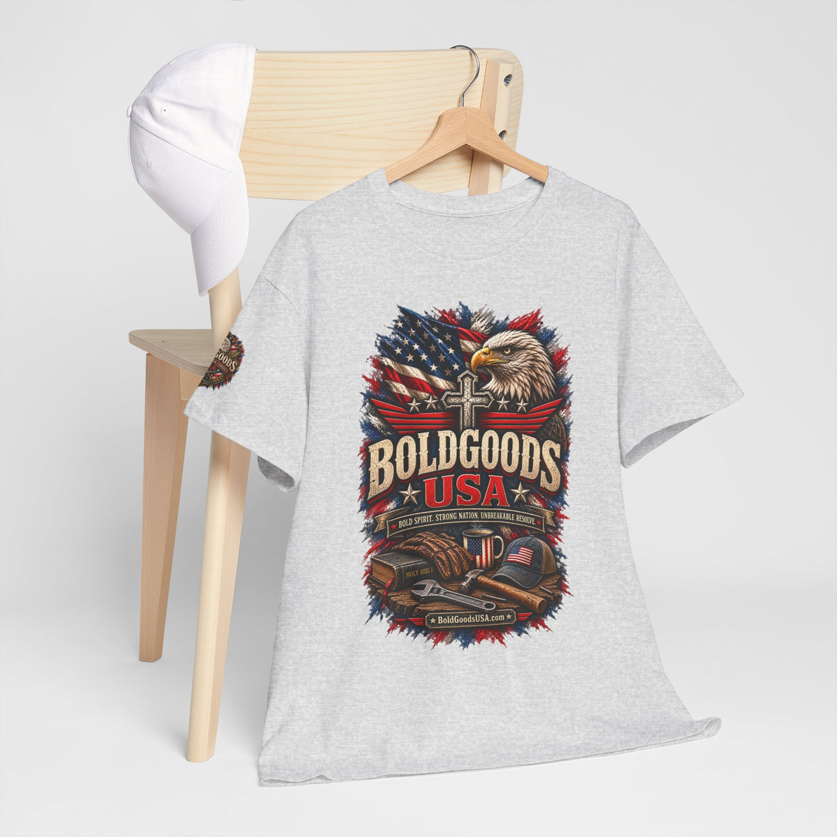 Boldgoods USA Eagle – Patriotic Graphic T-Shirt | Front Print + Sleeve Logo