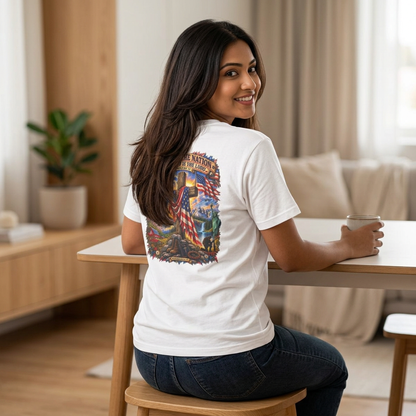Blessed Is The Nation – Christian Patriotic Graphic T-Shirt | Back Print + Chest Logo