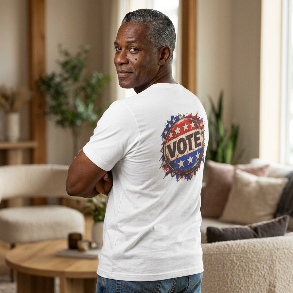 Vote –  Patriotic Graphic T-Shirt | Back Print + Chest Logo