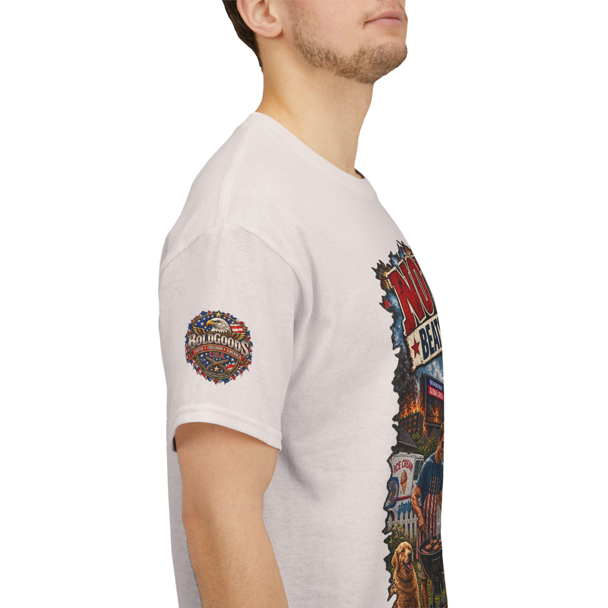 Nothing Beats Family Time – Front Print + Sleeve Logo T-Shirt
