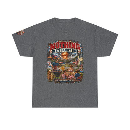 Nothing Beats Family Time – Front Print + Sleeve Logo T-Shirt