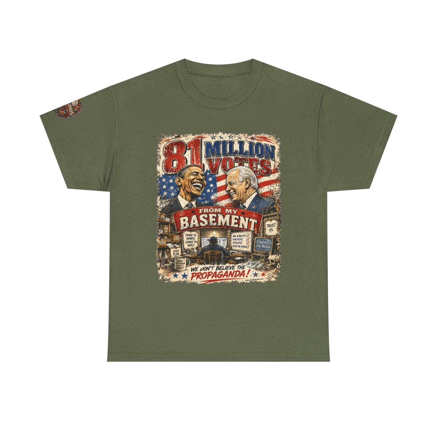 81 Million Votes - Political Satire Graphic T-Shirt | Front Print + Sleeve Logo
