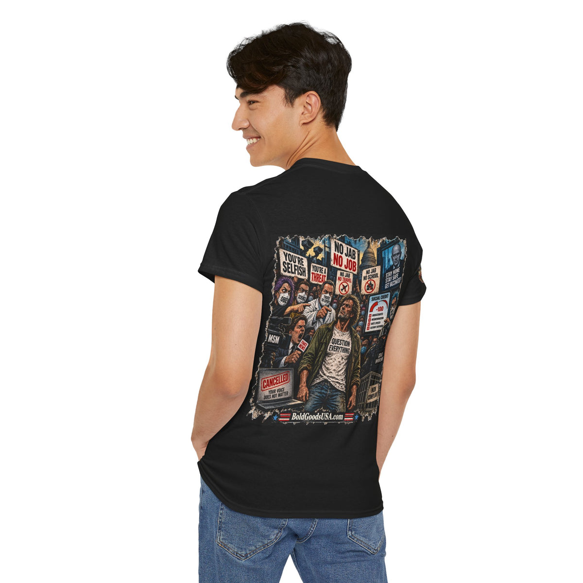 Trust the Science - Graphic T-Shirt | Back Print + Sleeve Logo