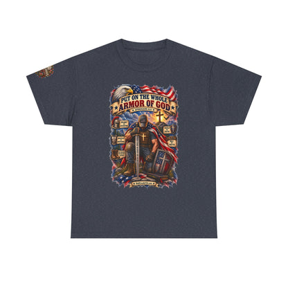 Armor of God – Christian Patriotic Graphic T-Shirt | Front Print + Sleeve Logo