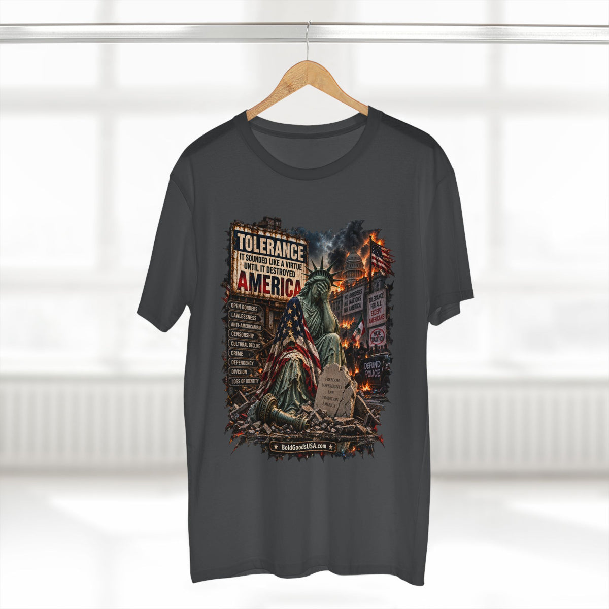 Tolerance – Political Satire Graphic T-Shirt | Front Print