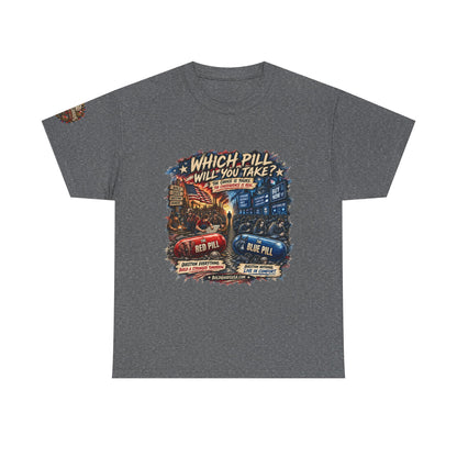 Red or Blue Pill –  Graphic T-Shirt | Front Print + Sleeve Logo