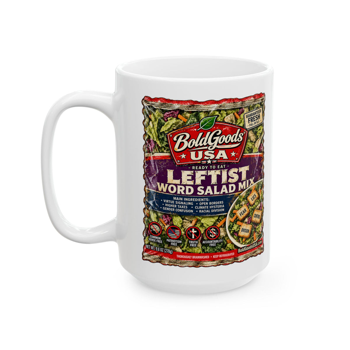Leftist Word Salad – Political Satire  11 oz / 15 oz Mug