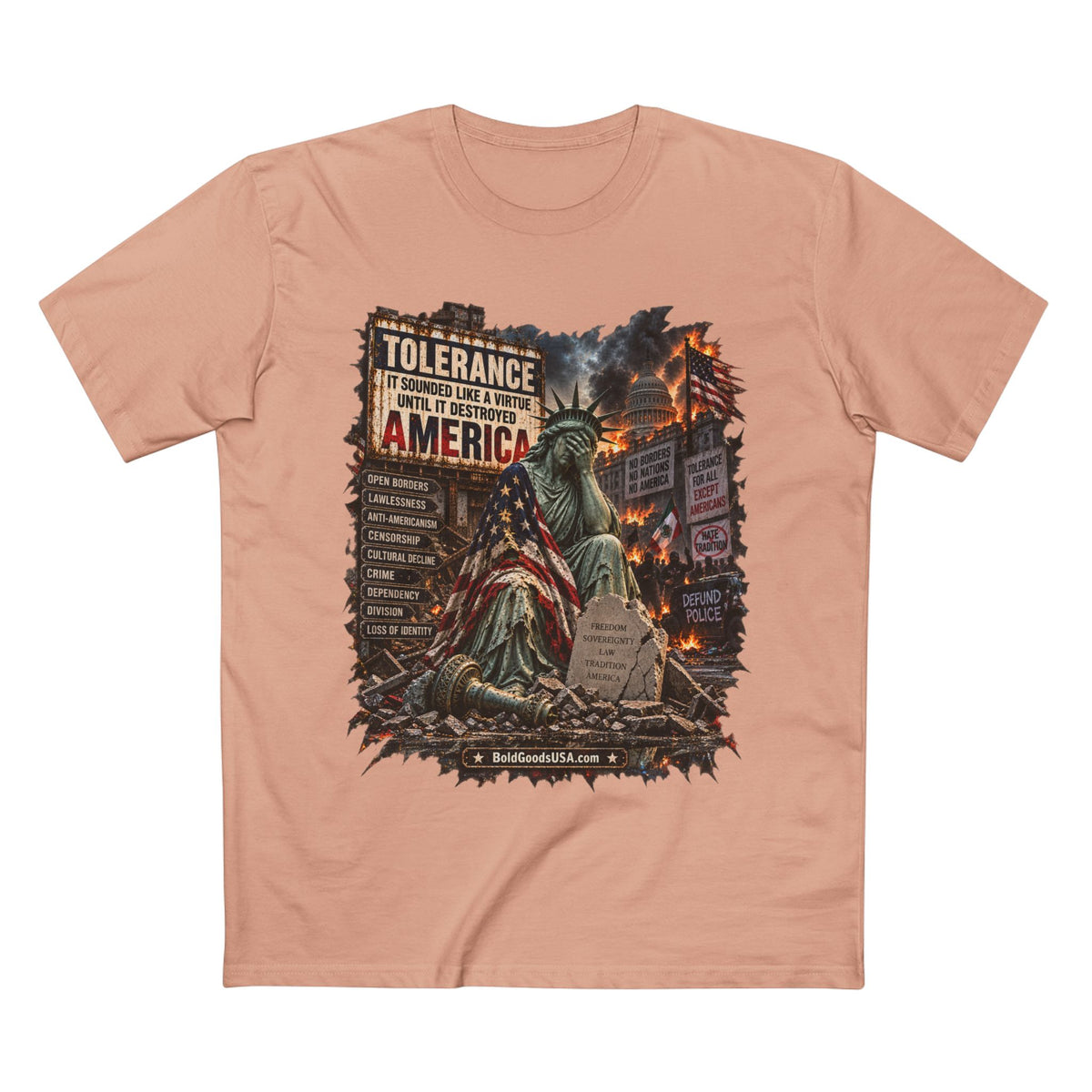 Tolerance – Political Satire Graphic T-Shirt | Front Print