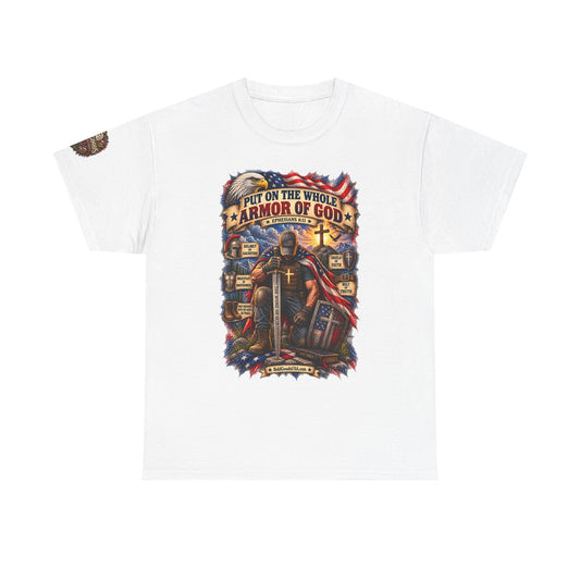 Armor of God – Christian Patriotic Graphic T-Shirt | Front Print + Sleeve Logo
