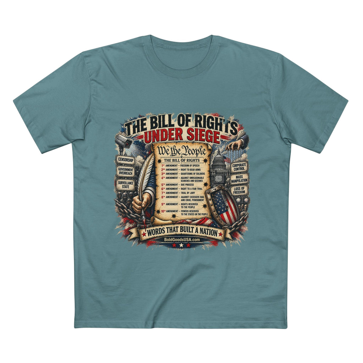 Bill of Rights – American Freedom Graphic T-Shirt | Front Print