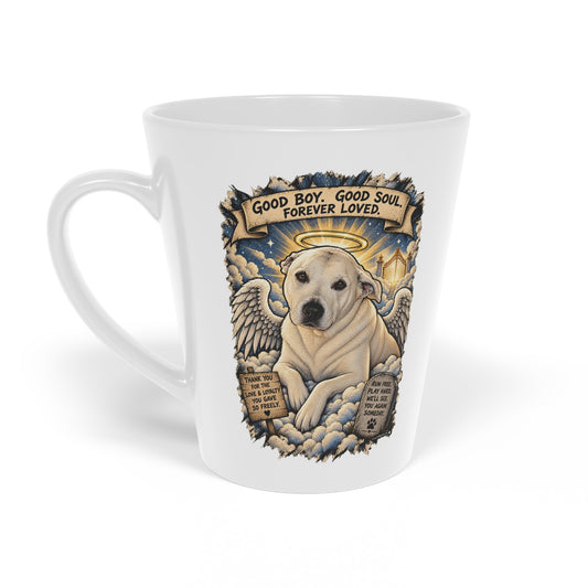 Latte Mug — 'Good Boy Forever' Memorial Dog Angel Coffee Cup, 12oz