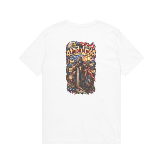 Armor of God – Christian Patriotic Graphic T-Shirt | Back Print + Chest Logo