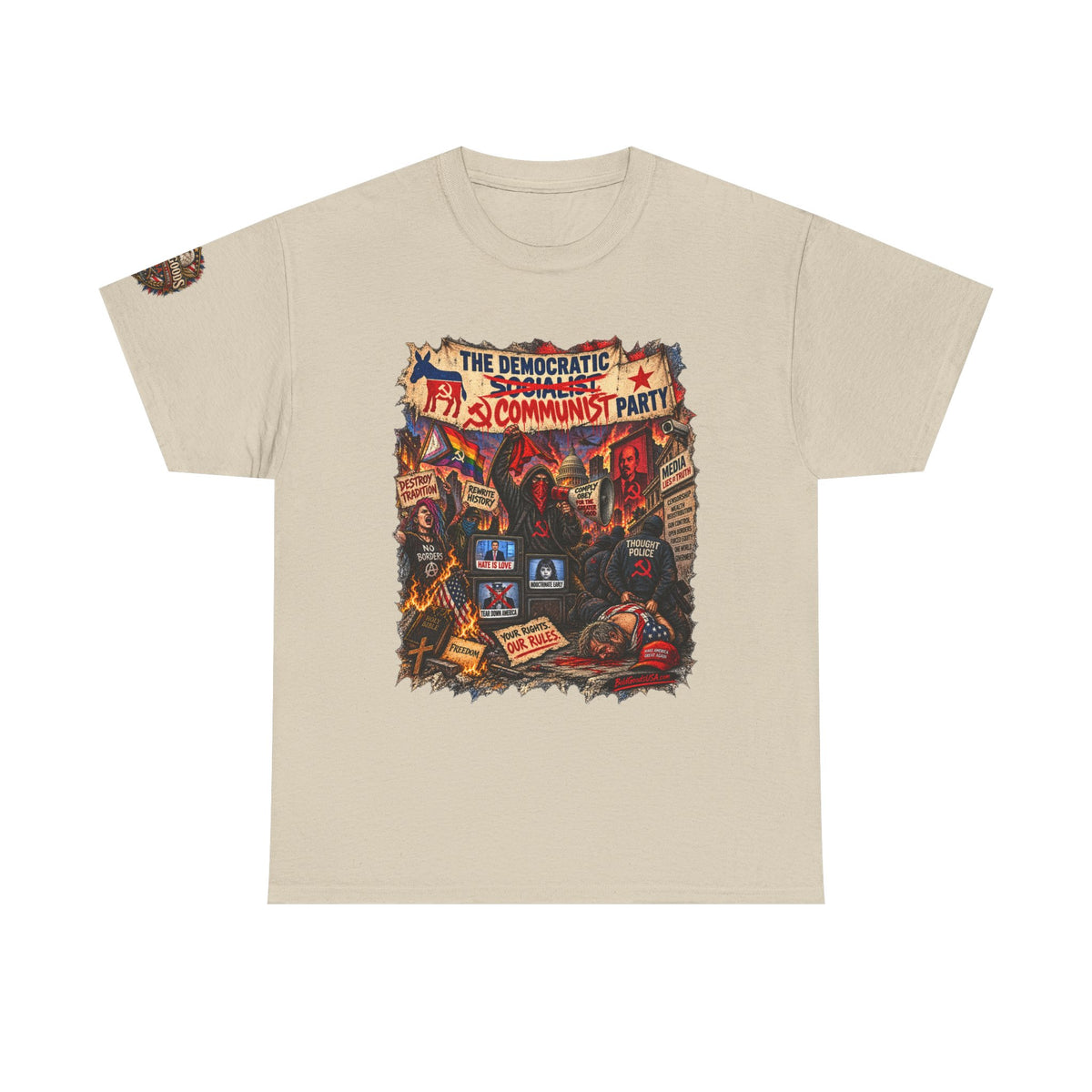 Communist Party - Front Print + Sleeve Logo T-Shirt