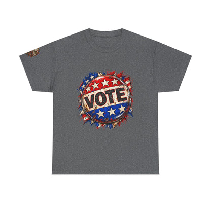 Vote Retro - Patriotic Graphic T-Shirt | Front Print + Sleeve Logo