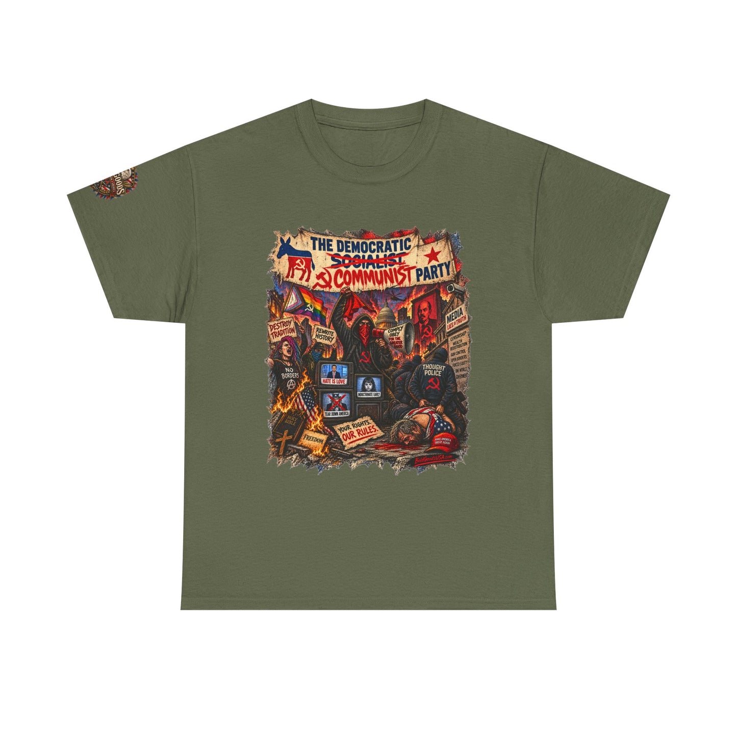 Communist Party - Front Print + Sleeve Logo T-Shirt