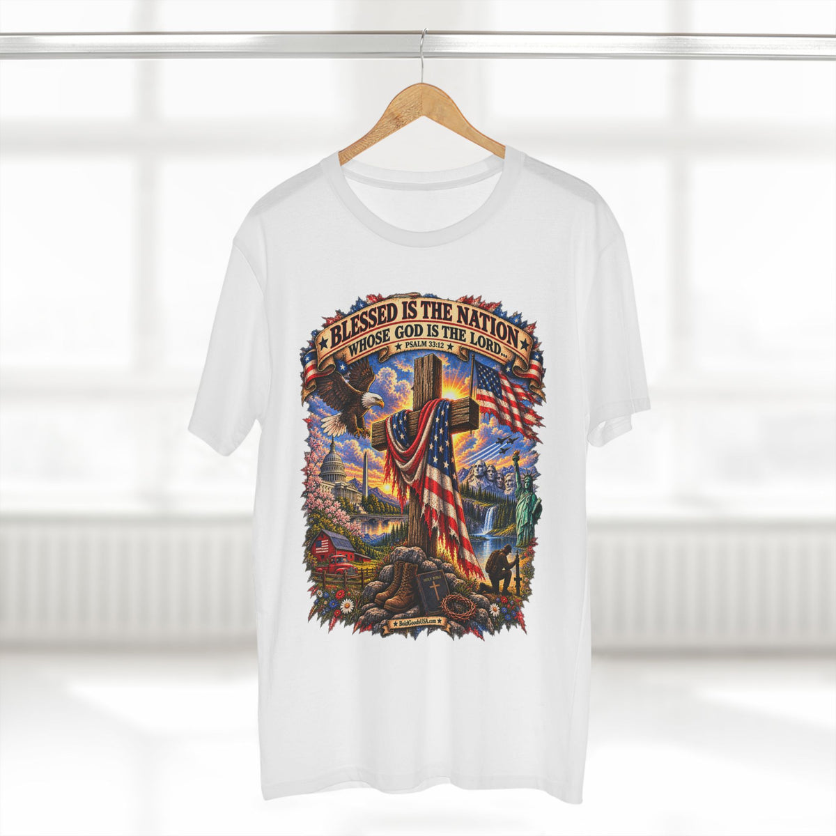 Blessed Is The Nation – Christian Patriotic Graphic T-Shirt | Front Print