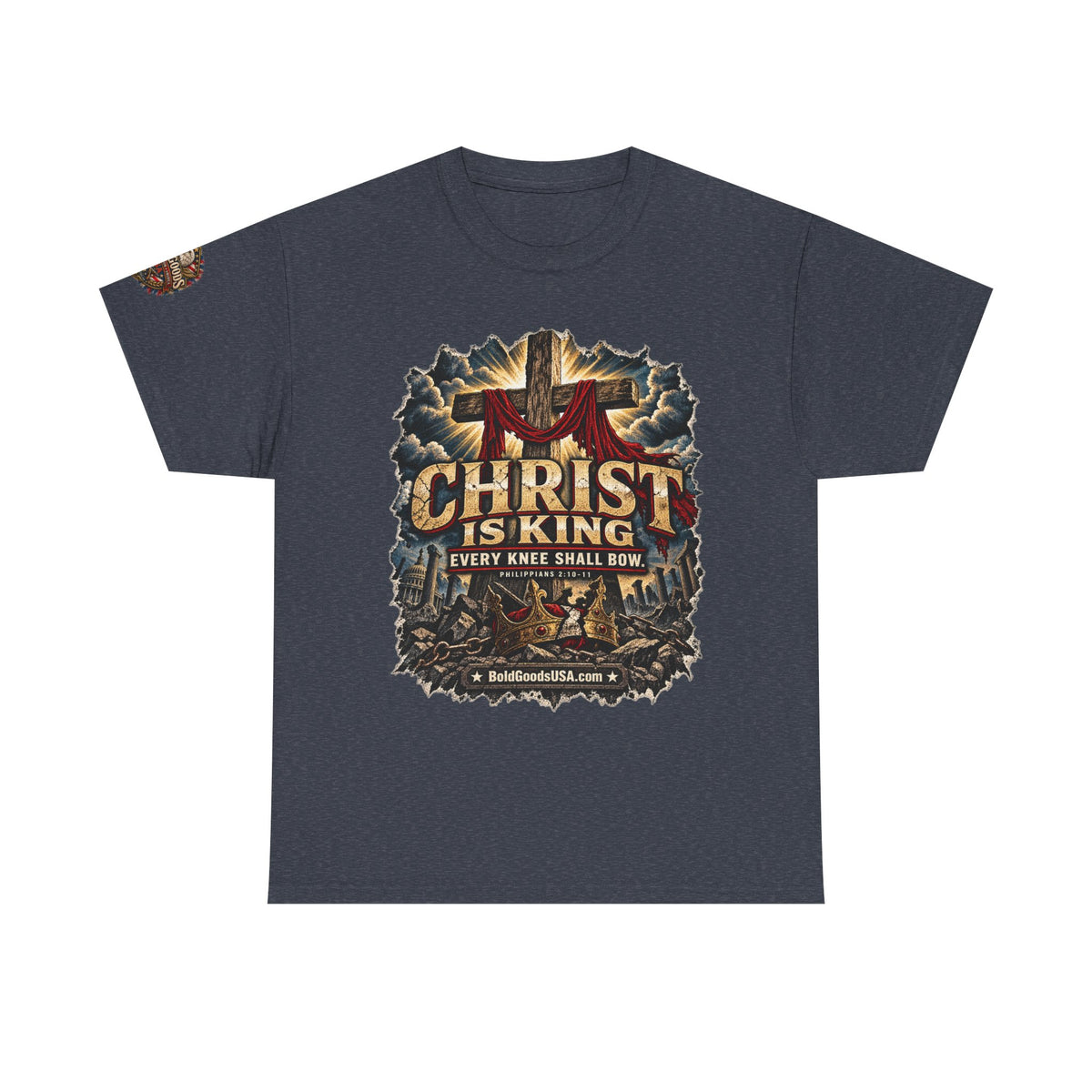 Christ is King –  Graphic T-Shirt | Front Print + Sleeve Logo