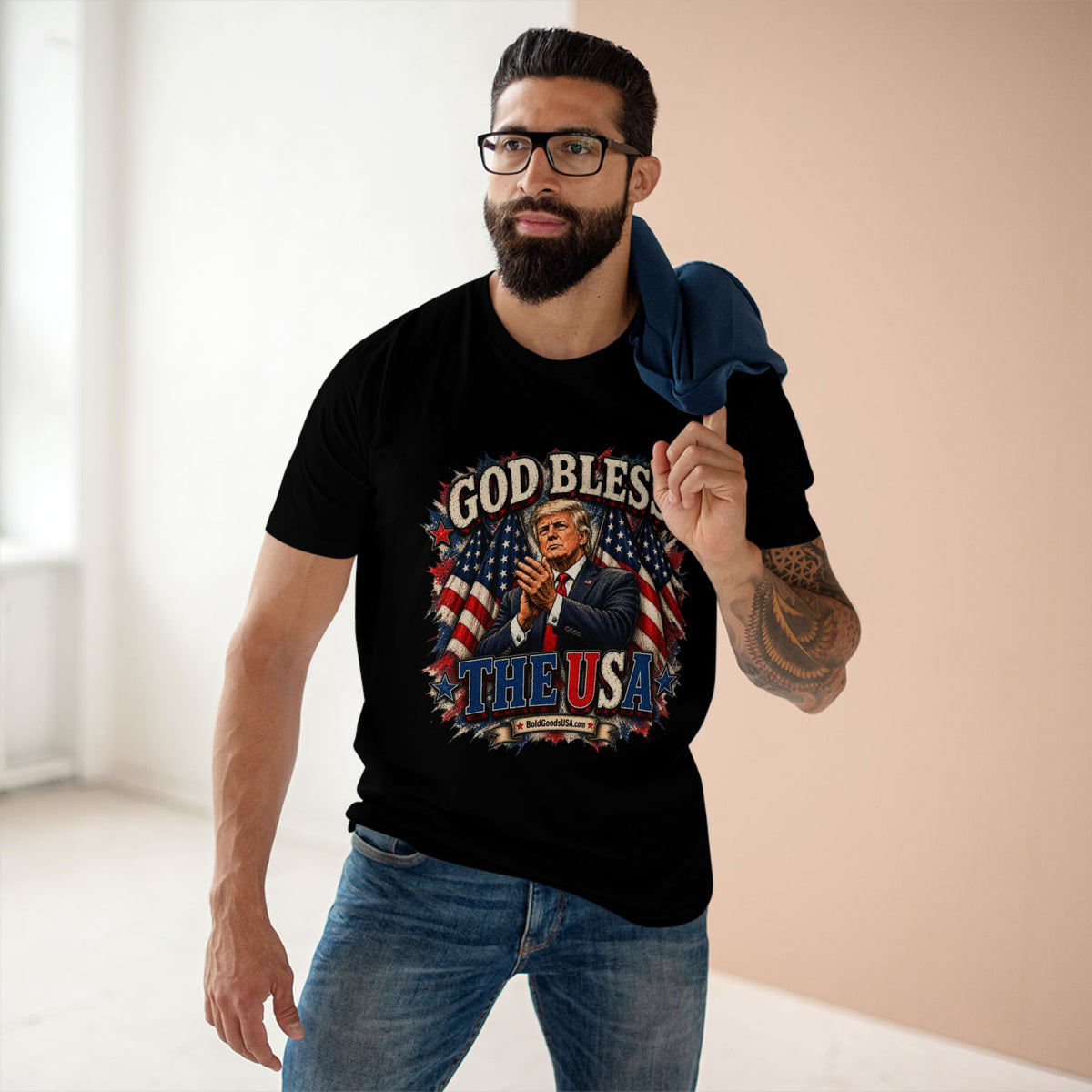 God Bless The USA – Patriotic Graphic T-Shirt | Front Print