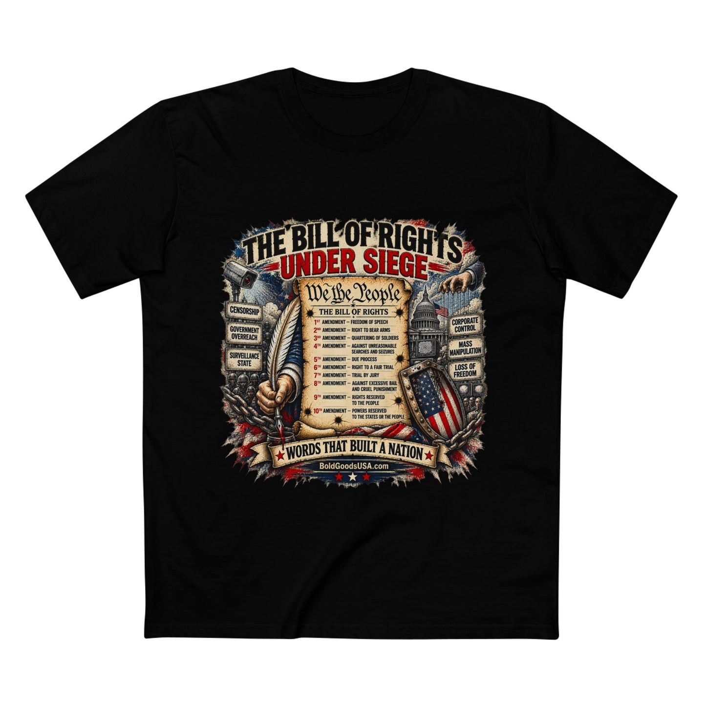 Bill of Rights – American Freedom Graphic T-Shirt | Front Print