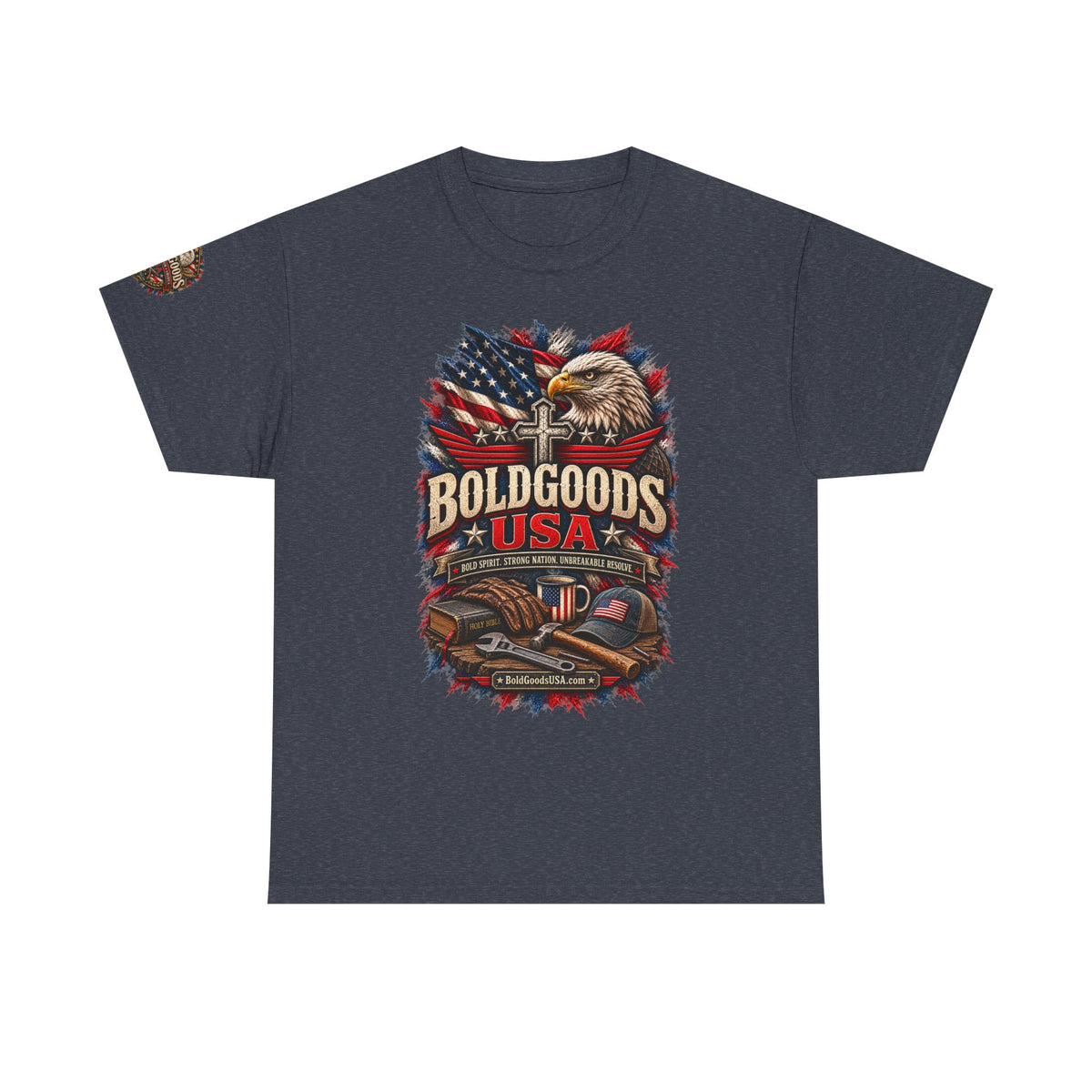 Boldgoods USA Eagle – Patriotic Graphic T-Shirt | Front Print + Sleeve Logo